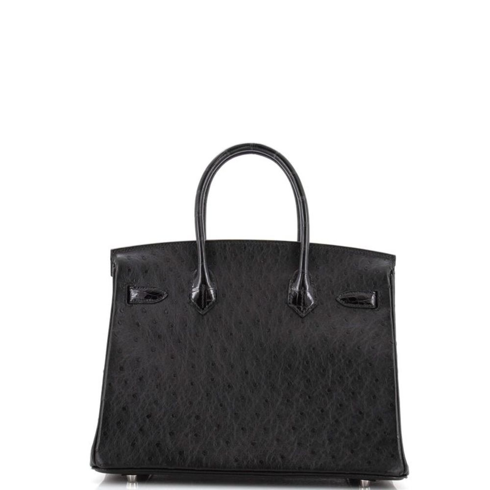 Hermes Touch Birkin Bag Noir Ostrich with Shiny Alligator with Palladium Hardwar - Picture 4 of 8